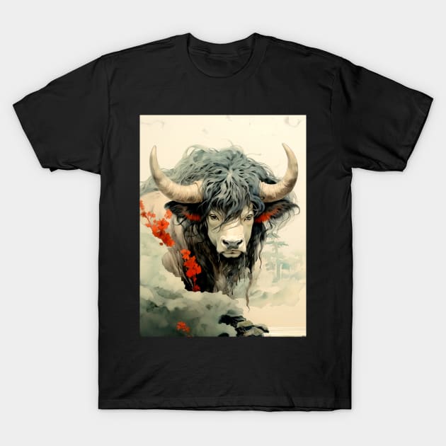 Chinese Mythology: The White Bull of Kunlun T-Shirt by Puff Sumo